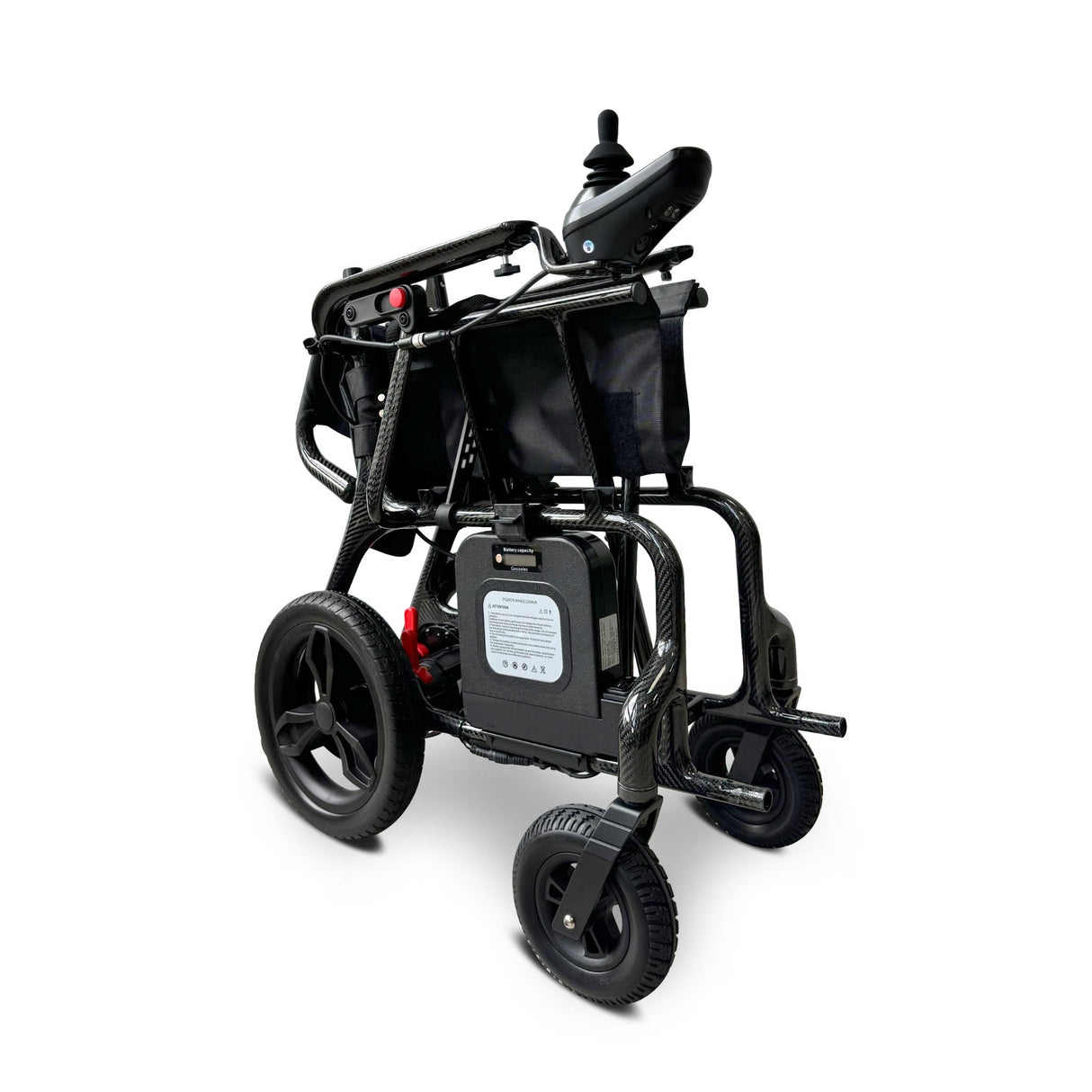 electrical wheelchair upright with 4 wheels and joystick