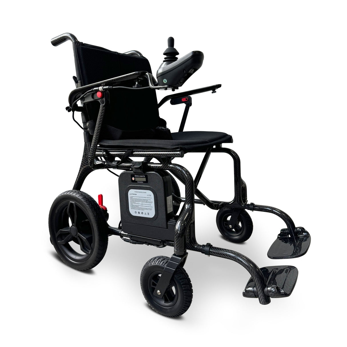carbon fibre electrical wheelchair side angle view