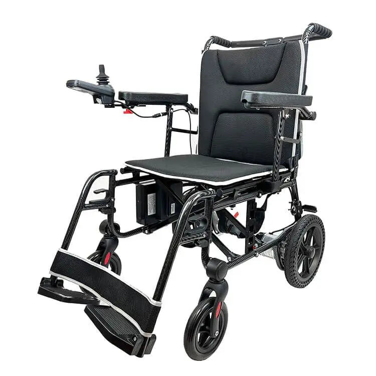 Refurbished EEZY LITE Grade A powered wheelchair by eezychair, featuring a sleek design and compact build for easy mobility.