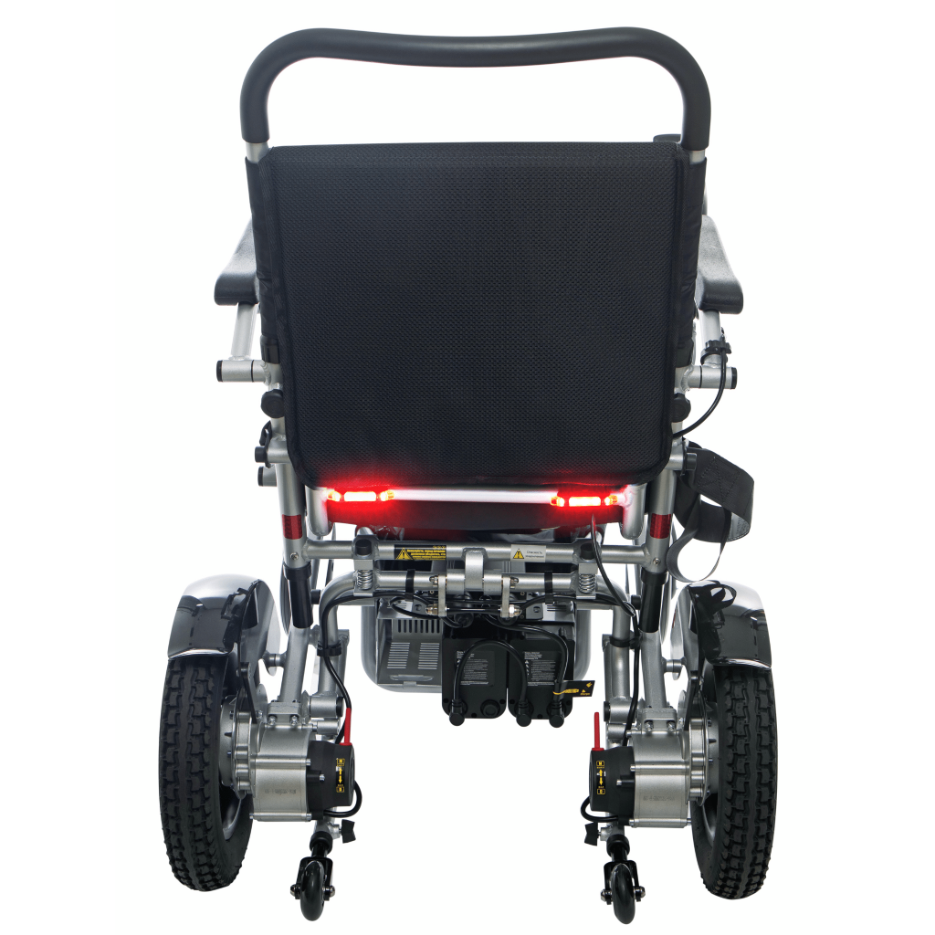 Ergofold By Eezychair - wheelchair rear view with red lights flashing