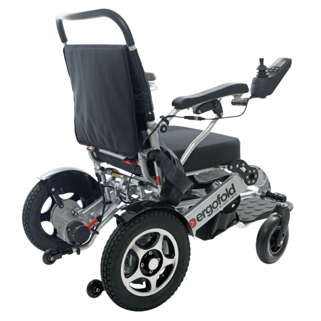 rear photo electrical wheelchair silver colour