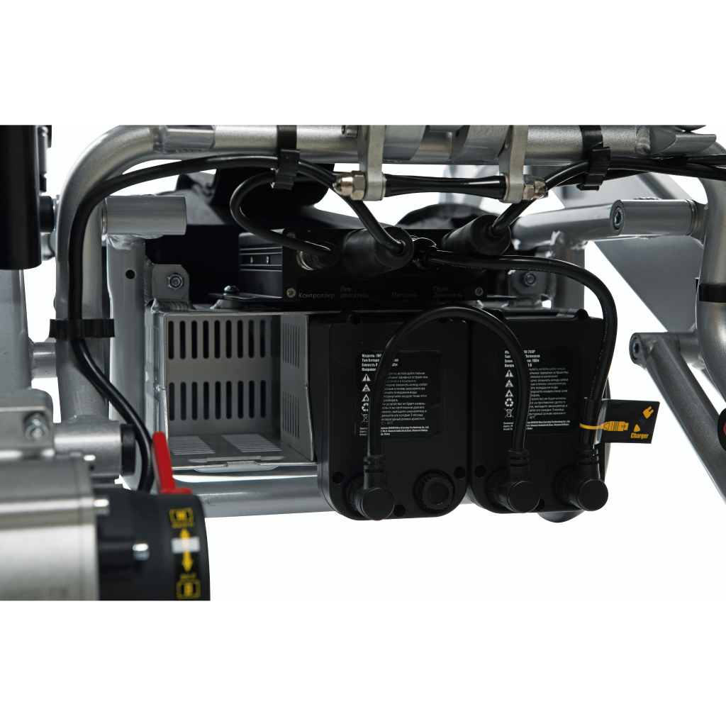 2 battries linked with cable in a electrical wheelchair