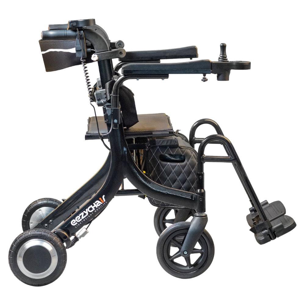electric rollator side view with foot rest out 