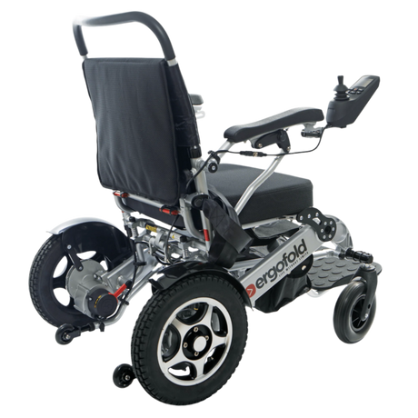 rear photo electrical wheelchair silver colour 